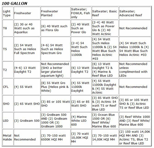 100 Gallon Aquarium Lighting Suggestions
